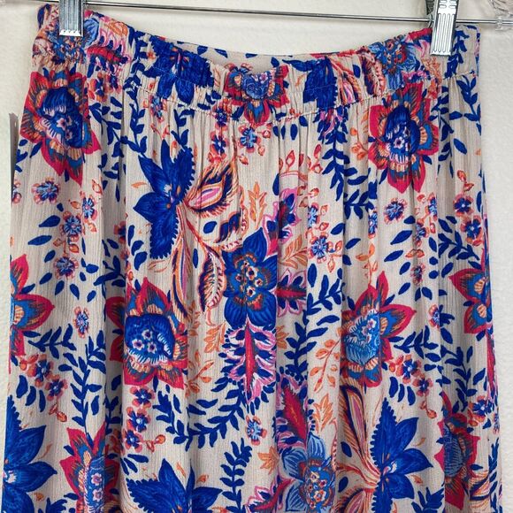 NWT Vero Moda Stitch Fix Maxi Skirt Size M Floral Blue Orange 10.5" Side Vents - Picture 3 of 9
